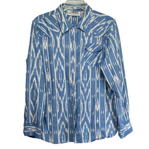 Women's Large Western Style Shirt BACK IN THE SADDLE 100% Cotton Long Sleeve Top